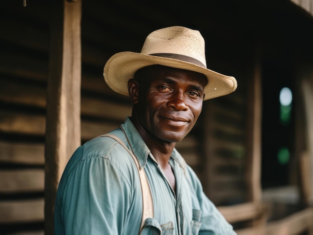 Hombre afroamericano de principios del siglo XX, fotografía antigua coloreada