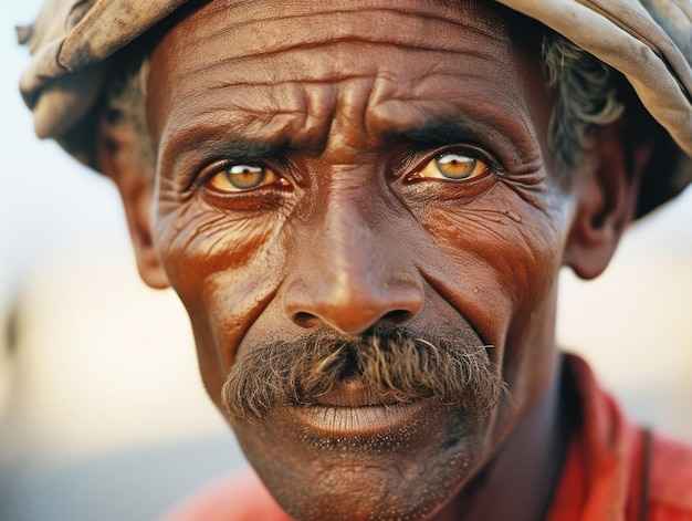 Hombre afroamericano de principios del siglo XX, fotografía antigua coloreada