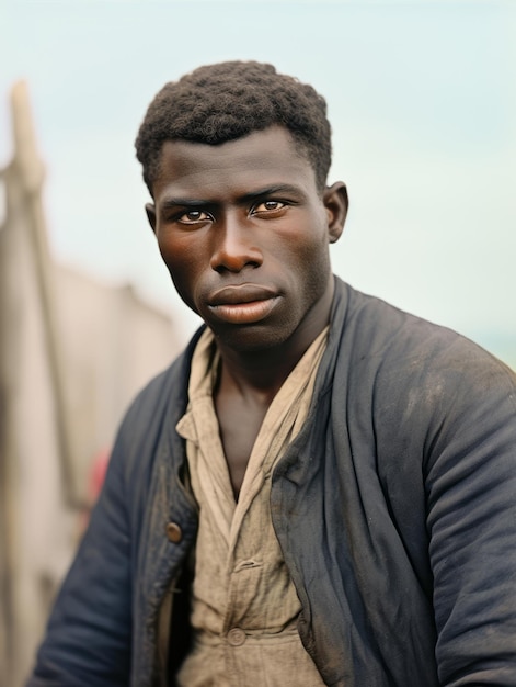 Hombre afroamericano de principios del siglo XX, fotografía antigua coloreada