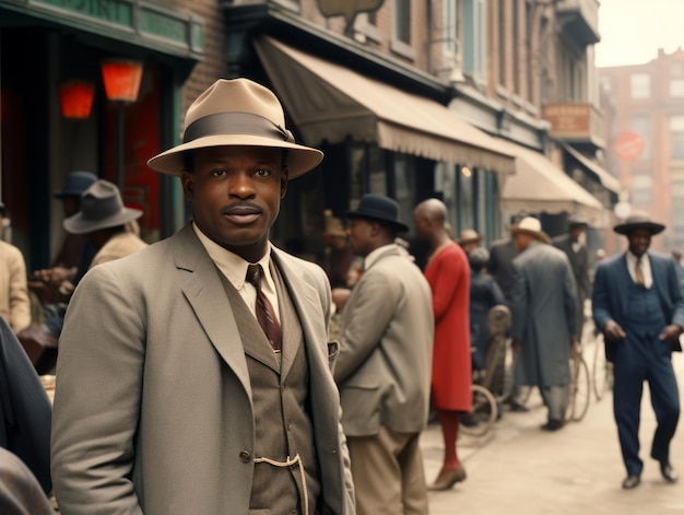 Hombre afroamericano de principios del siglo XX, fotografía antigua coloreada