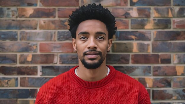 Foto hombre afroamericano con suéter rojo