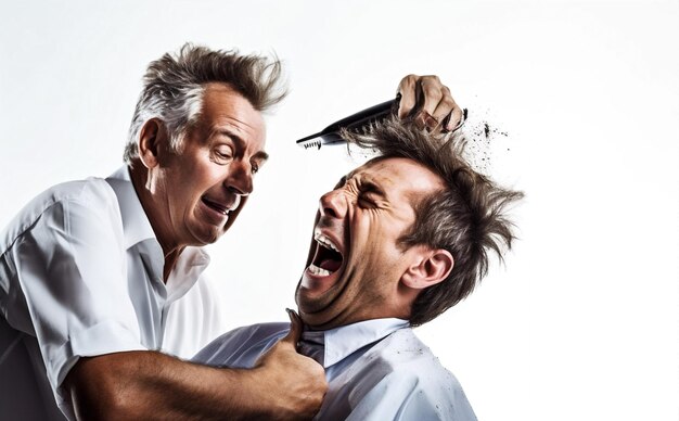 Hombre aislado con peinado de estudio corte de pelo joven corte de pelo barba barbero retrato dos IA generativa