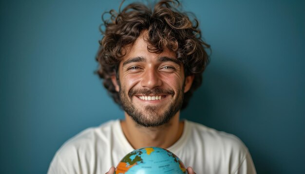 Hombre alegre y sonriente con papel tapiz HD 8K Imagen fotográfica de stock