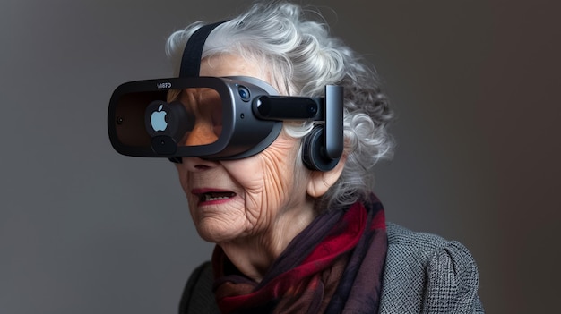 hombre anciano emocionalmente alegre sorprendido con gafas de sol de realidad virtual