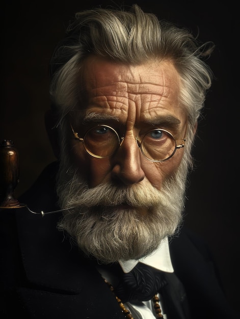 Hombre anciano con gafas y barba