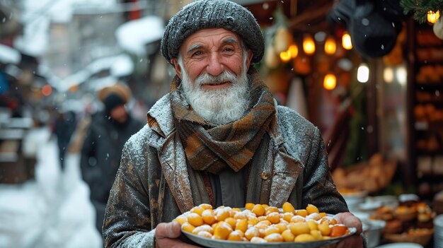 Hombre anciano en el mercado musulmán tradicional