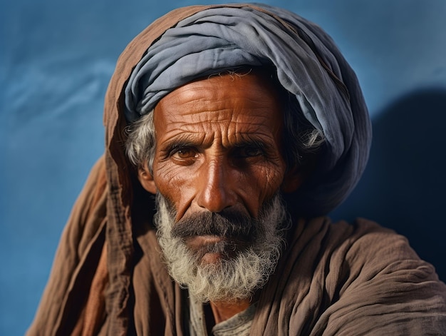 Hombre árabe de principios del siglo XX, fotografía antigua coloreada