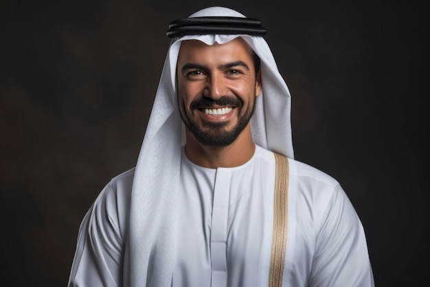 Foto un hombre árabe sonriendo a la cámara.