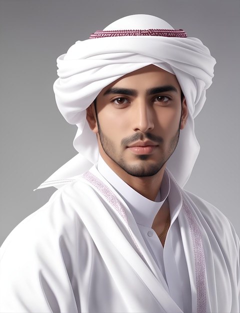 Foto un hombre árabe con un traje blanco