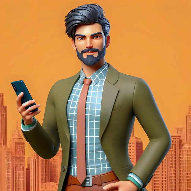 Hombre Arafed en traje y corbata sosteniendo un teléfono móvil IA generativa