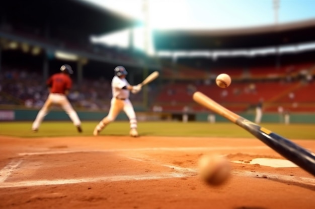 Hombre atleta de equipo bate jugador de pelota masculino deporte campo juego béisbol IA generativa