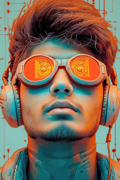 un hombre con auriculares y gafas