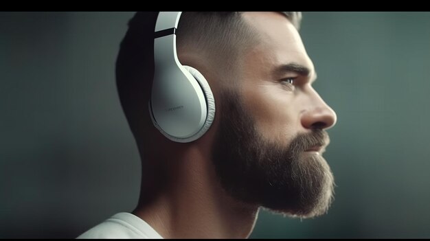 Foto hombre con auriculares ia generativa