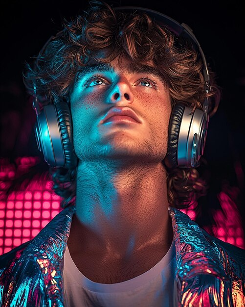 un hombre con auriculares que dice: "Está usando una camisa que dice: 'Está utilizando una camisa'