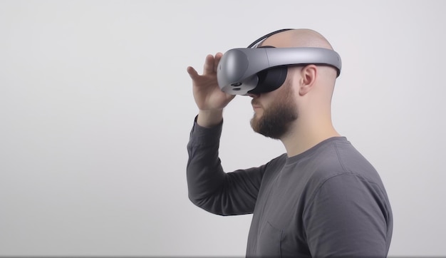 Hombre con auriculares de realidad virtual