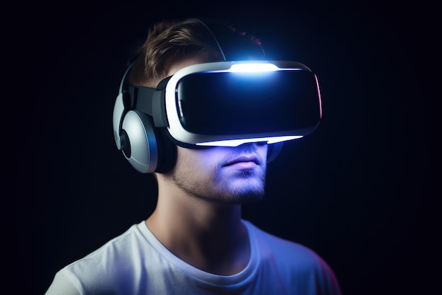 Hombre en auriculares VR