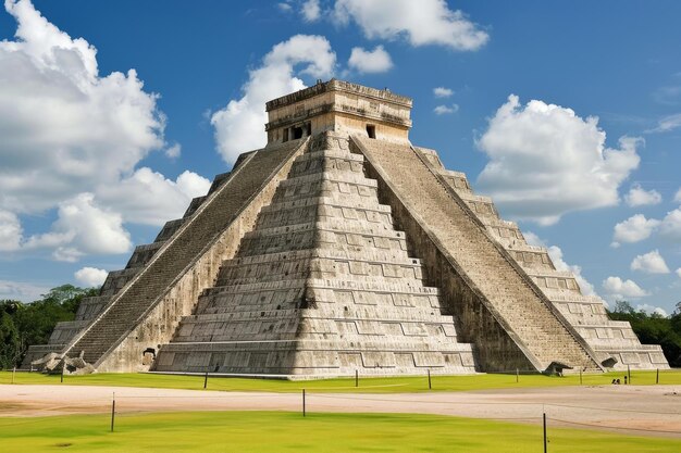 Foto el hombre azteca, la antigua pirámide, genera ai.