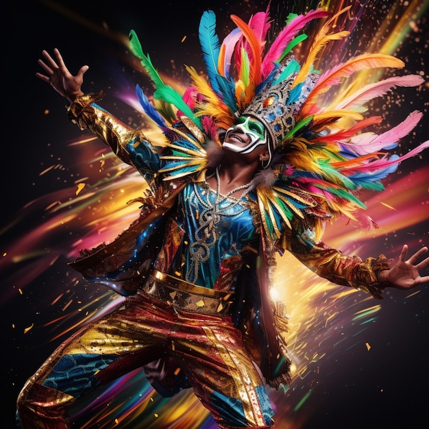 hombre bailando en el carnaval fiesta colorida