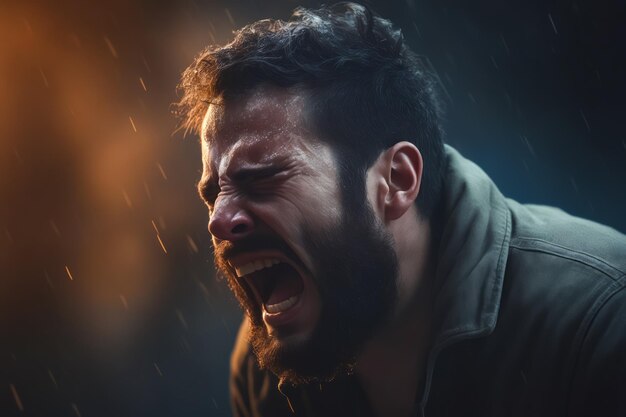 Foto hombre con barba y barba está gritando ia generativa