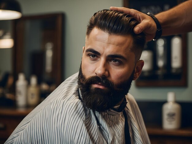 Un hombre con barba en una barbería