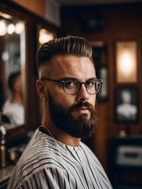 Un hombre con barba en una barbería