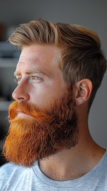 Hombre con barba y camisa azul