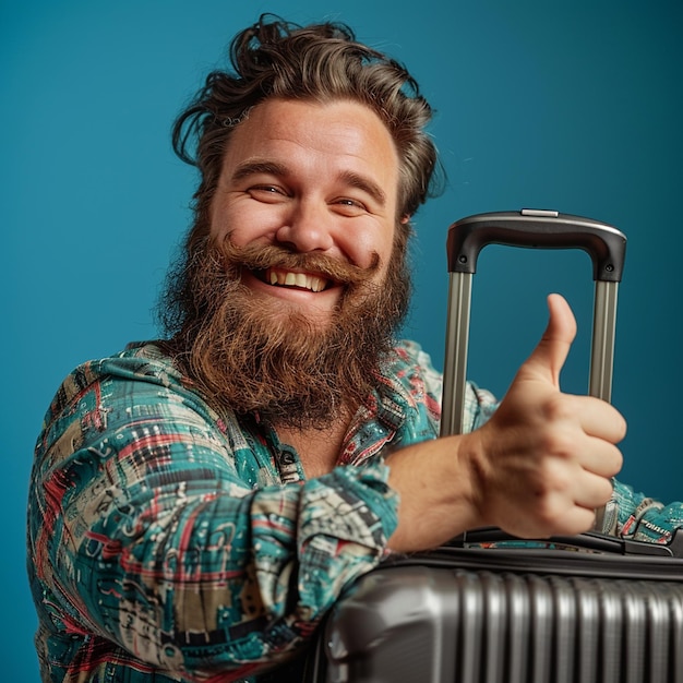 Foto un hombre con barba y una camisa que dice pulgares hacia arriba