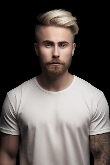 Un hombre con barba y camiseta blanca