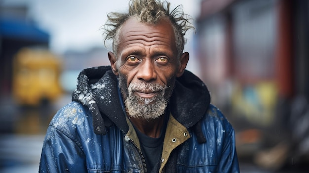 Foto un hombre con barba y una chaqueta azul