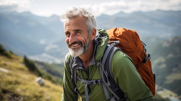 un hombre con barba y chaqueta verde sonríe y sonríe