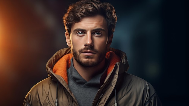 Hombre con barba y chaqueta