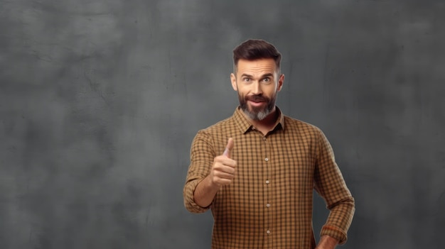 Hombre con barba dando un pulgar hacia arriba