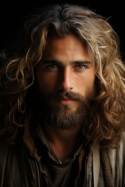 Hombre con barba con estado de ánimo de otoño