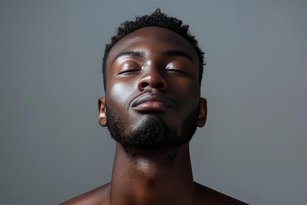 Foto hombre con barba y una expresión sin barba en su cara