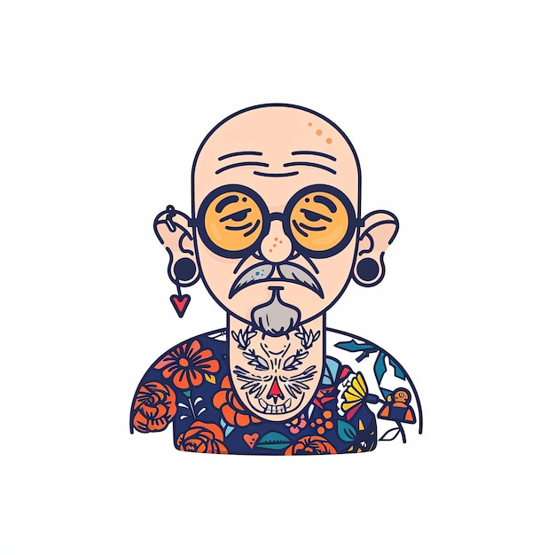 Un hombre con barba y gafas lleva una camisa con flores
