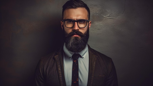 Un hombre con barba y gafas lleva una camisa