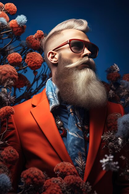 Foto un hombre con barba y gafas está posando para una foto