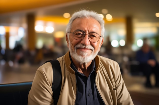 Hombre con barba y gafas sentado en una silla IA generativa