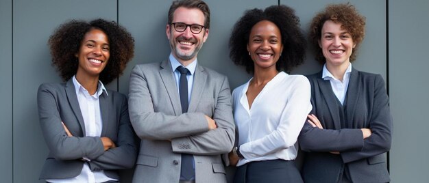 Foto un hombre con barba está con una mujer en un traje y sonriendo