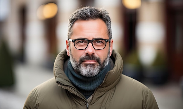 Un hombre con barba que usa gafas y una chaqueta verde