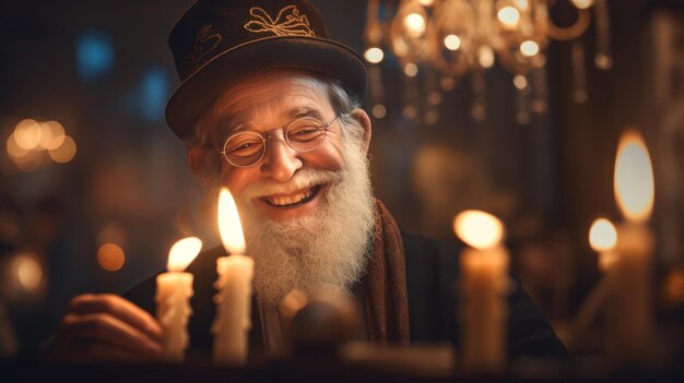 Hombre con barba con sombrero azul y gafas sentado frente a un