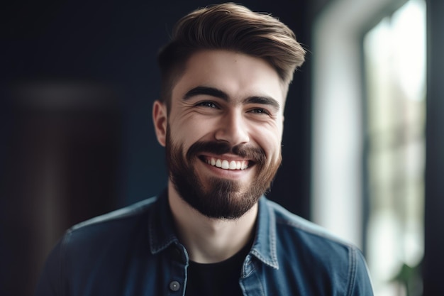 Un hombre con barba sonríe a la cámara.