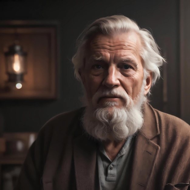 Foto un hombre con barba y un suéter en él