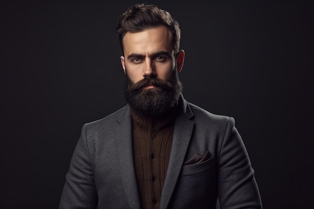 Un hombre con barba y traje