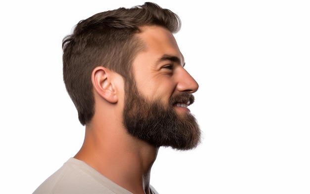 Hombre barbudo con camisa blanca