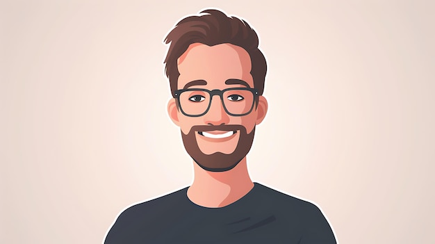 Hombre barbudo con gafas Ilustración vectorial de un joven con cabello castaño y barba con gafas