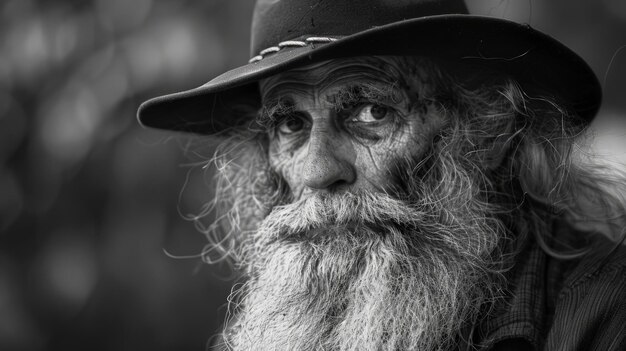 Foto hombre barbudo con sombrero