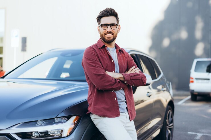 Foto hombre barbudo sonriente de mediana edad con ropa casual y gafas con los brazos cruzados