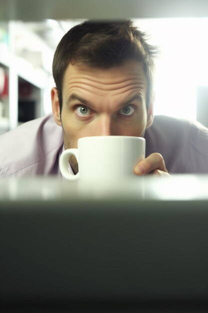 hombre beber una taza de café