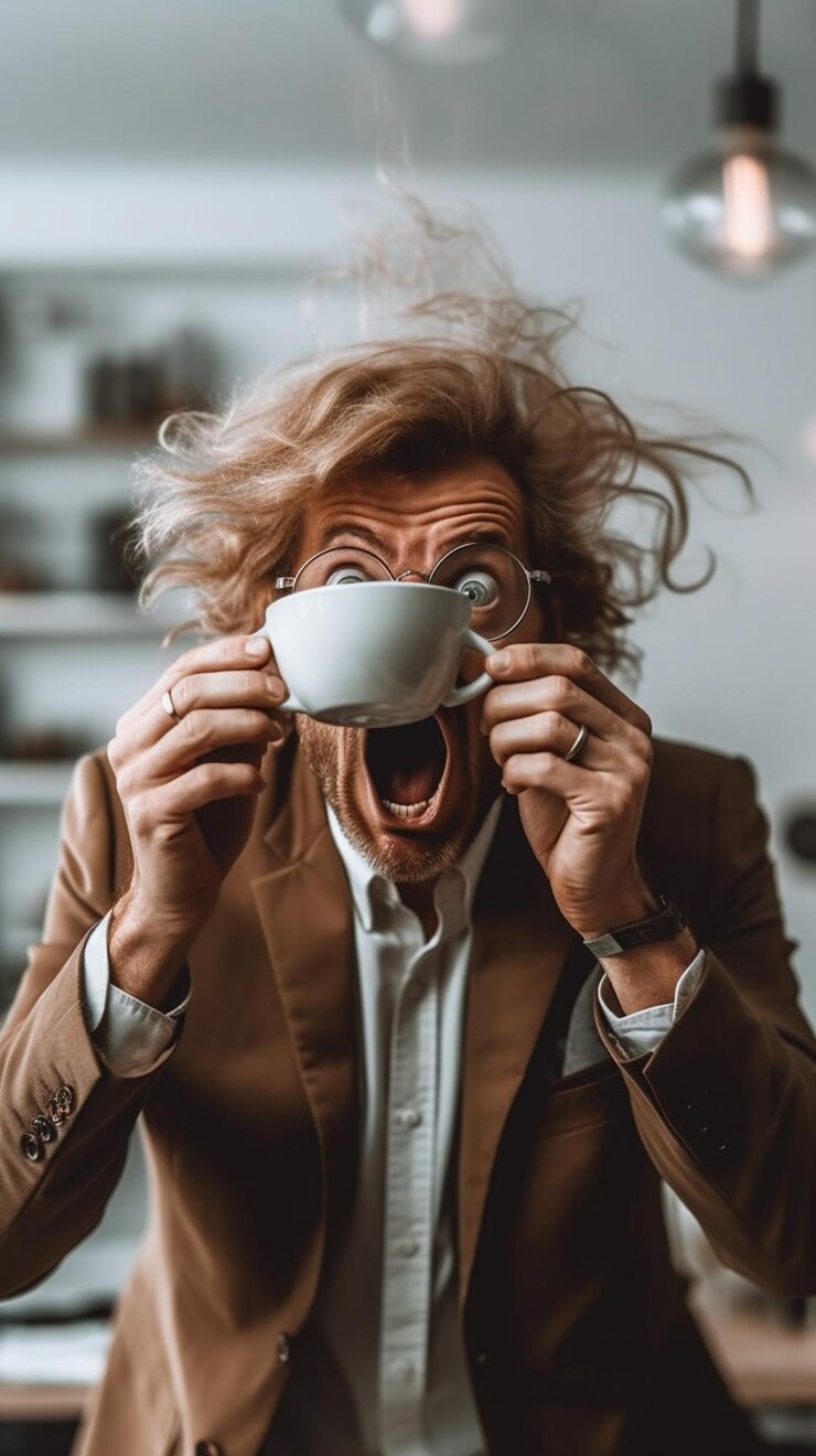 hombre beber una taza de café